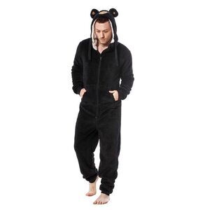 Keanu Mens Gorilla Head Fleece Jumpsuit / Black
